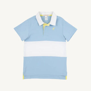 The Beaufort Bonnet Company Short Sleeve Rollins Rugby Shirt - Beale Street Blue, Lake Worth Yellow & Worth Avenue White - Sunny Meadow Boutique