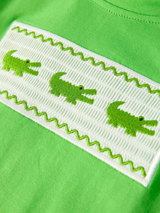 Toddler Boys Summer Crocodile Embroidered Plaid Shorts Set - Sunny Meadow Boutique