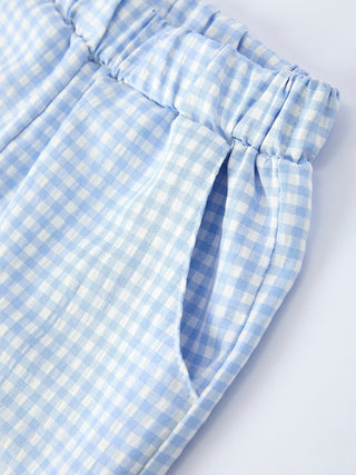 Toddler Boys Summer Crocodile Embroidered Plaid Shorts Set - Sunny Meadow Boutique
