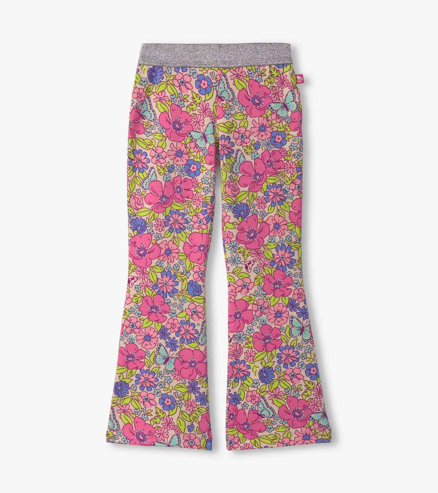 Girls Groovy Flowers Stretch Bell Bottoms