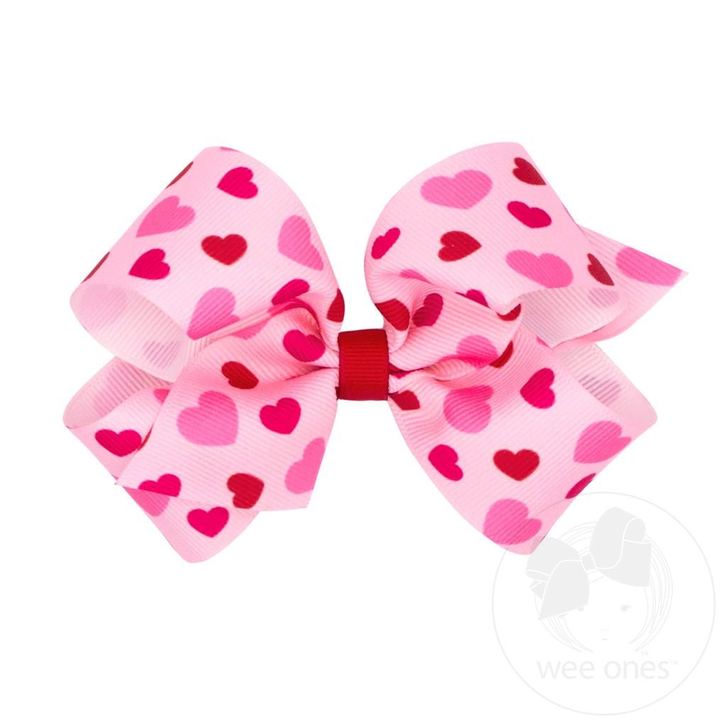 Valentine Heart Print Grosgrain Bow - Sunny Meadow Boutique