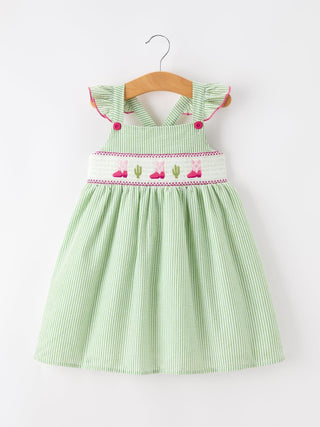 Western Boots Cactus Girls Dress Stripe - Sunny Meadow Boutique