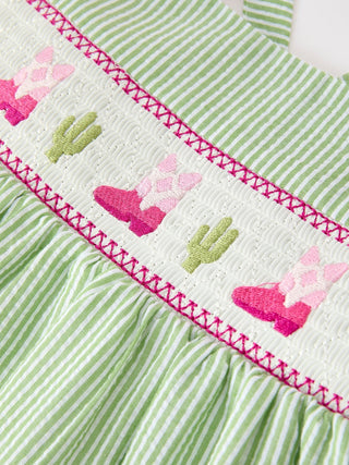 Western Boots Cactus Girls Dress Stripe - Sunny Meadow Boutique
