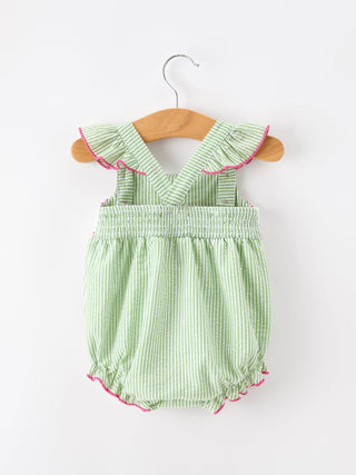 Western Boots Cactus Girls Romper Stripe Ruffle Strap - Sunny Meadow Boutique