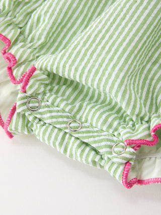 Western Boots Cactus Girls Romper Stripe Ruffle Strap - Sunny Meadow Boutique