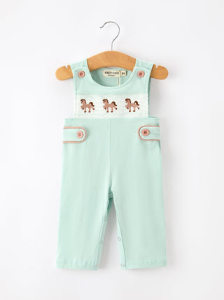 Western Horse Embroidery Boys Jonjon Sleeveless Romper - Sunny Meadow Boutique
