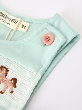 Western Horse Embroidery Boys Jonjon Sleeveless Romper - Sunny Meadow Boutique