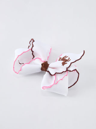 Western Horse Embroidery Ruffle Edge Girls Hairpin 4 Inch - Sunny Meadow Boutique
