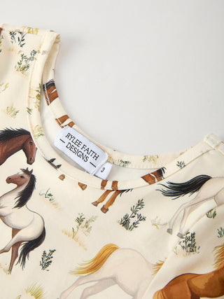 Western Horse Print Long Sleeve Dress - Sunny Meadow Boutique