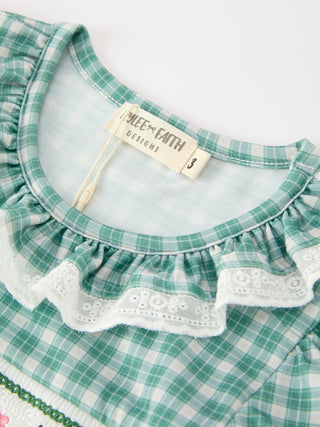 Western Plaid Horse Embroidered Girl Dress - Sunny Meadow Boutique