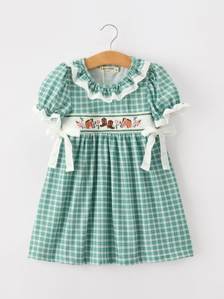 Western Plaid Horse Embroidered Girl Dress - Sunny Meadow Boutique