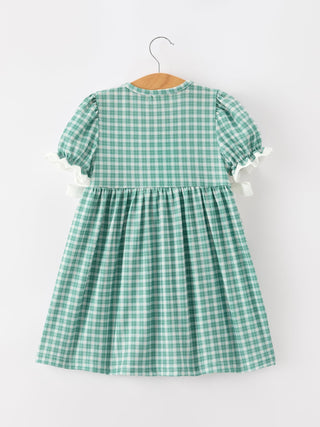 Western Plaid Horse Embroidered Girl Dress - Sunny Meadow Boutique