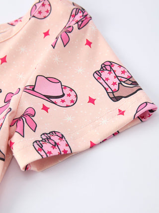 Western Print Girl Short Sleeve Dress - Sunny Meadow Boutique
