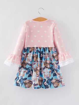 Western Print Lace Girls Dress - Sunny Meadow Boutique