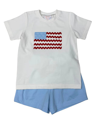 Whimsy Bay Boys Ric Rac & Stars Crew Tee & Short Set - Sunny Meadow Boutique