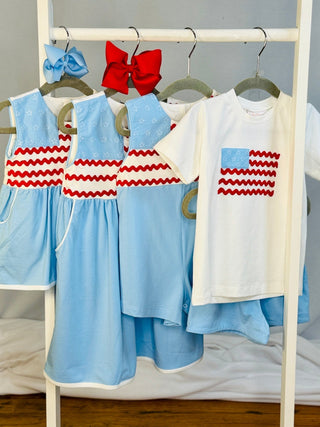 Whimsy Bay Boys Ric Rac & Stars Crew Tee & Short Set - Sunny Meadow Boutique