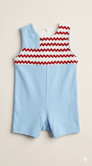 Whimsy Bay Boys Ric Rac & Stars Patriotic Jon Jon - Sunny Meadow Boutique