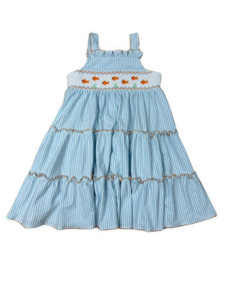 Whimsy Bay Girls "Goldfish Gang" Smocked Dress - Sunny Meadow Boutique