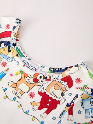 Winter Christmas Character Party Print Girls Dress - Sunny Meadow Boutique