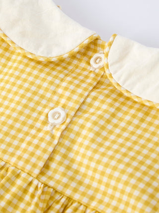Yellow Goose Embroidered Smocked Plaid Dress - Sunny Meadow Boutique